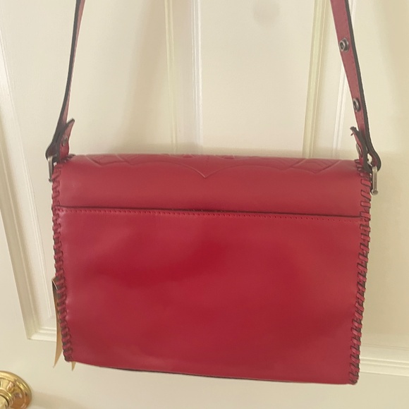 Patricia Nash deep red Tooled leather shoulder bag Santillana - Picture 11 of 13